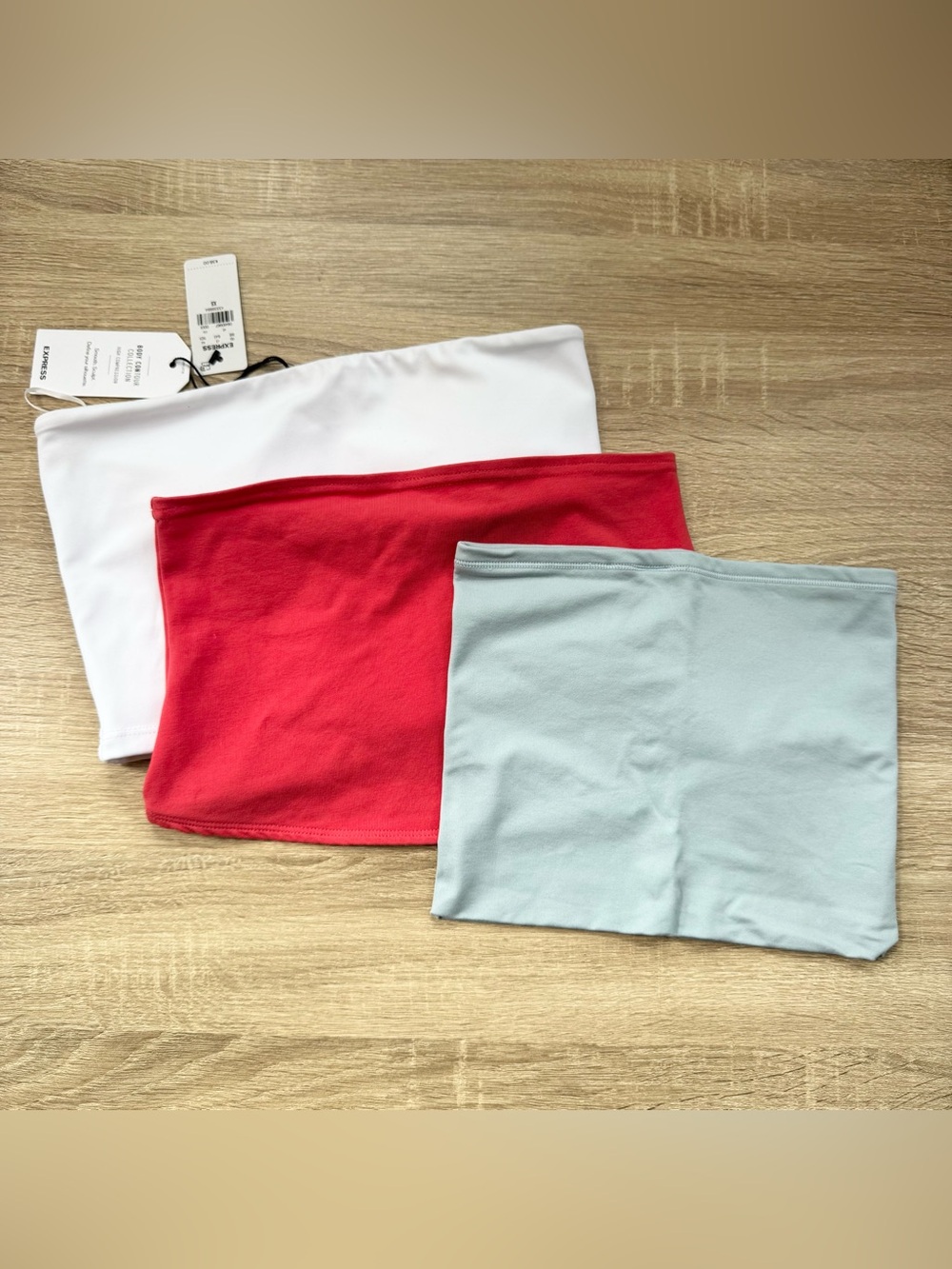 Aritzia Cropped Tube Tops Bundle White Red Blue XS